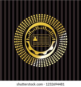 identification card icon inside gold shiny emblem