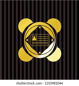 identification card icon inside gold emblem or badge