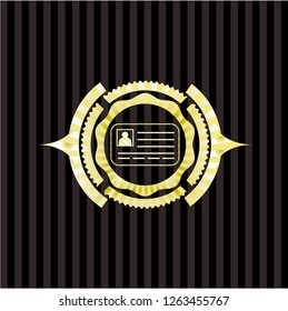 identification card icon inside golden badge or emblem