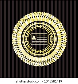 identification card icon inside golden emblem