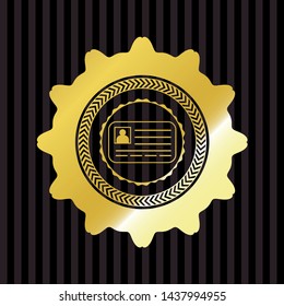 identification card icon inside golden badge or emblem