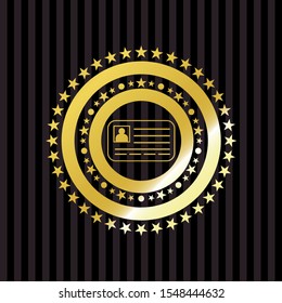identification card icon inside golden badge or emblem