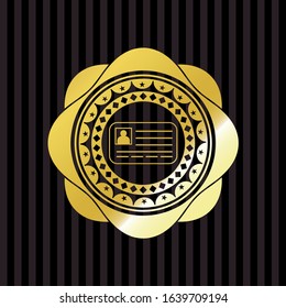 identification card icon inside golden emblem