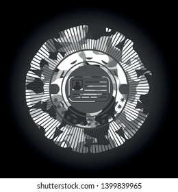 identification card icon inside grey camouflage texture