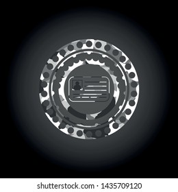 identification card icon inside grey camo texture