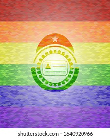 identification card icon inside lgbt colors emblem 