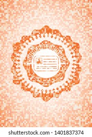 identification card icon inside orange mosaic emblem with background