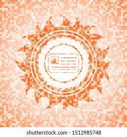 identification card icon inside orange mosaic emblem