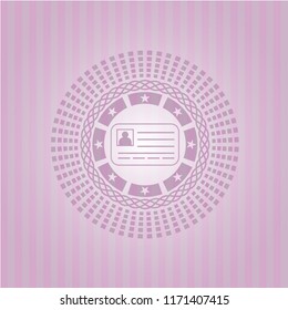 identification card icon inside pink emblem. Retro
