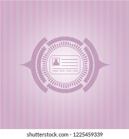 identification card icon inside pink emblem. Vintage.
