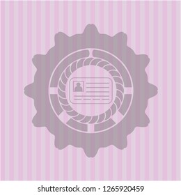 identification card icon inside pink emblem
