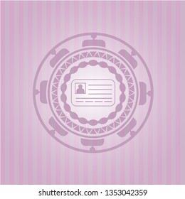 identification card icon inside pink emblem. Vintage.