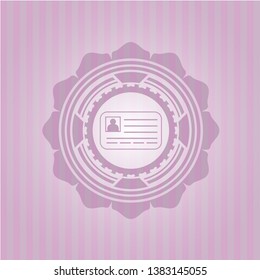 identification card icon inside pink emblem. Retro