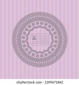 identification card icon inside pink icon or emblem