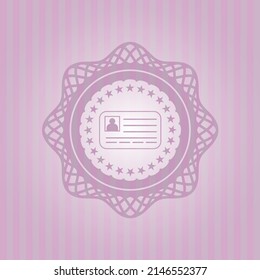 identification card icon inside pink icon or emblem. Amazing desing. 