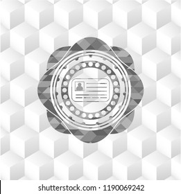 identification card icon inside realistic grey emblem with cube white background