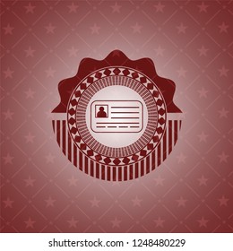 identification card icon inside realistic red emblem