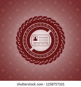 identification card icon inside realistic red emblem