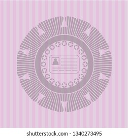 identification card icon inside realistic pink emblem
