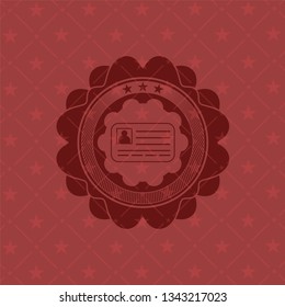 identification card icon inside realistic red emblem