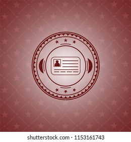 identification card icon inside red emblem. Retro