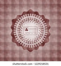 identification card icon inside red seamless geometric emblem.