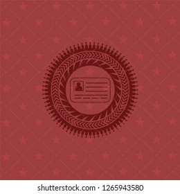 identification card icon inside red emblem. Retro