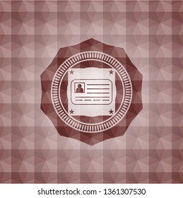 identification card icon inside red seamless badge with geometric background.