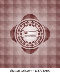 identification card icon inside red seamless geometric pattern emblem. Seamless.