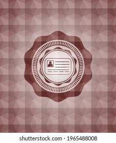 identification card icon inside red seamless geometric badge. 