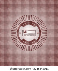identification card icon inside red seamless geometric emblem. 