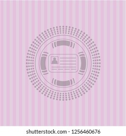 identification card icon inside retro pink emblem