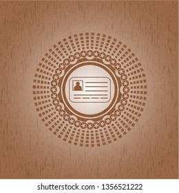 identification card icon inside retro style wooden emblem