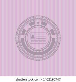 identification card icon inside retro pink emblem