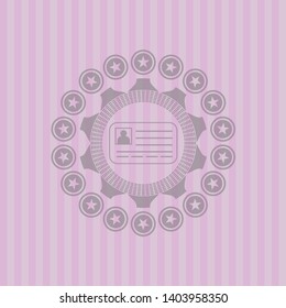 identification card icon inside retro pink emblem