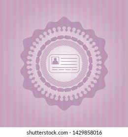 identification card icon inside retro pink emblem