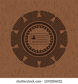 identification card icon inside retro style wooden emblem