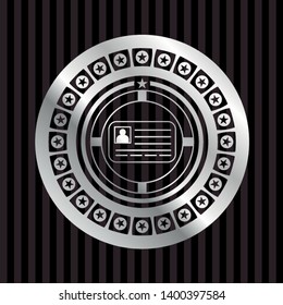 identification card icon inside silver badge