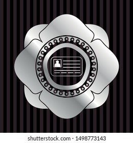 identification card icon inside silver badge
