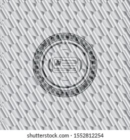 identification card icon inside silver color badge. Scales pattern. Vector Illustration. Detailed.