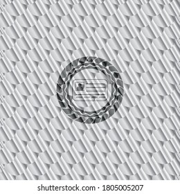 identification card icon inside silver color badge or emblem. Scales pattern. Vector Illustration. Detailed. 