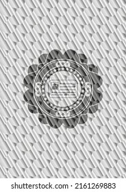 identification card icon inside silver color emblem or badge. Scales pattern. Vector Illustration. Detailed. 