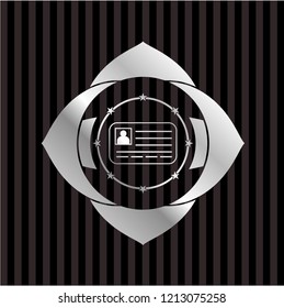 identification card icon inside silvery shiny emblem