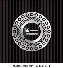 identification card icon inside silvery badge