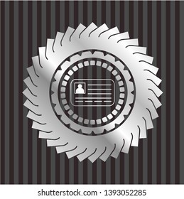 identification card icon inside silvery shiny emblem