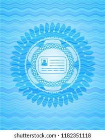 identification card icon inside water representation badge background.