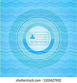 identification card icon inside water representation badge background.