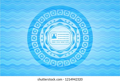 identification card icon inside water emblem background.