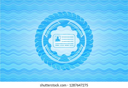 identification card icon inside water badge background.