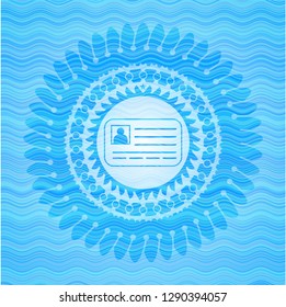identification card icon inside water wave representation emblem.